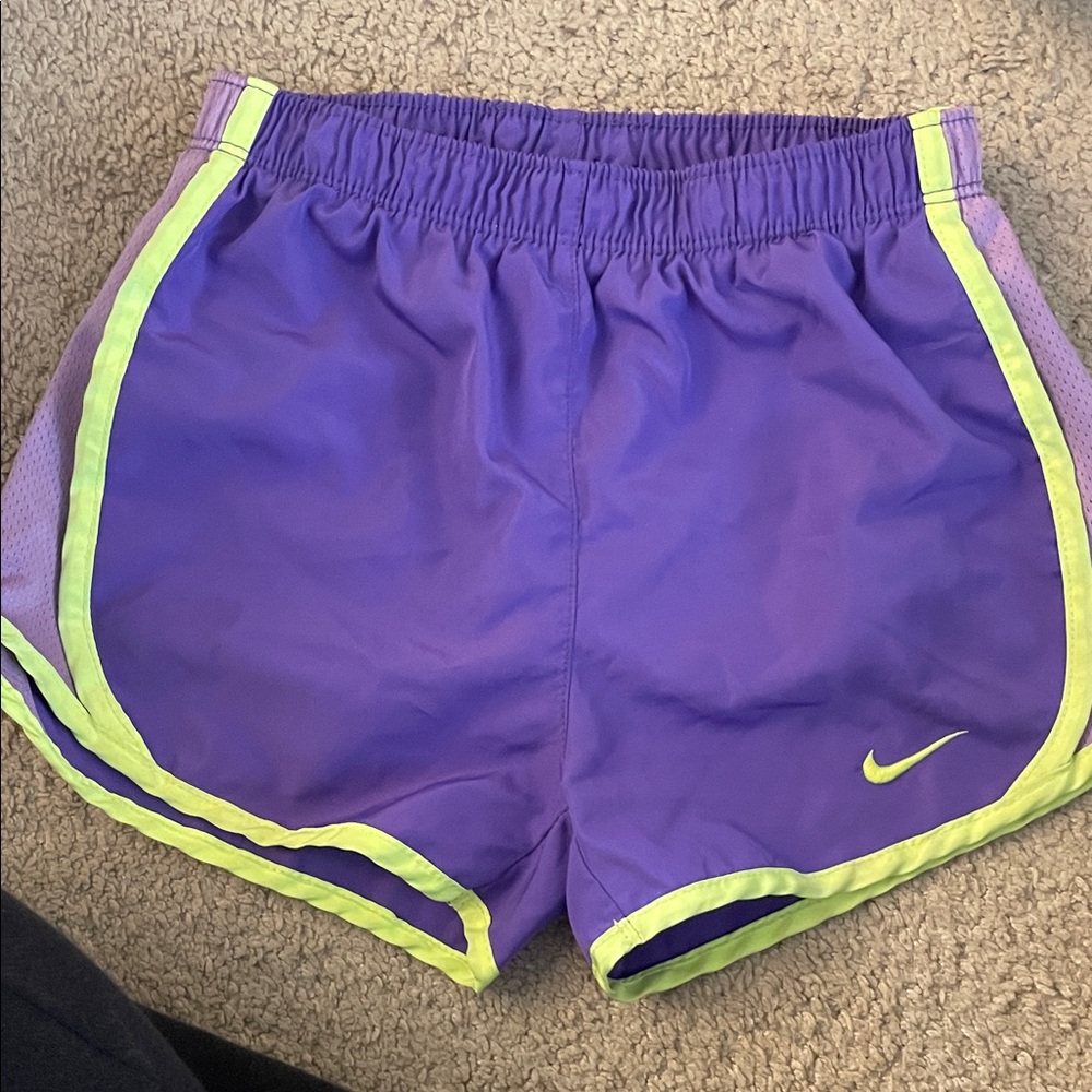 Nike Kids Purple Shorts with Lime Accents